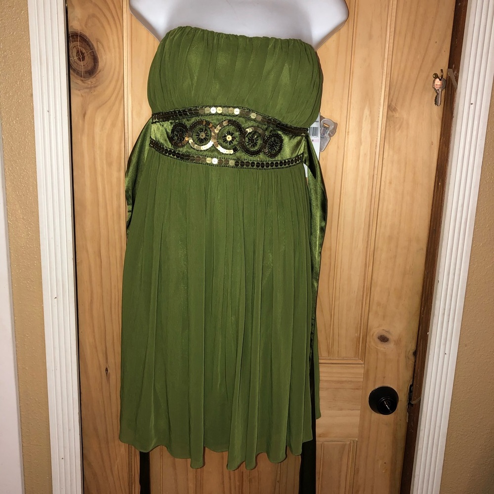 NWT London Times green strapless beaded dress